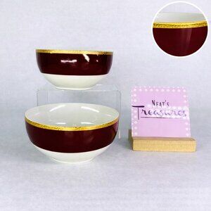 Target Holiday 09 CLASSIC TIDINGS Gold Scroll Red China Soup Cereal Bowls Set 2